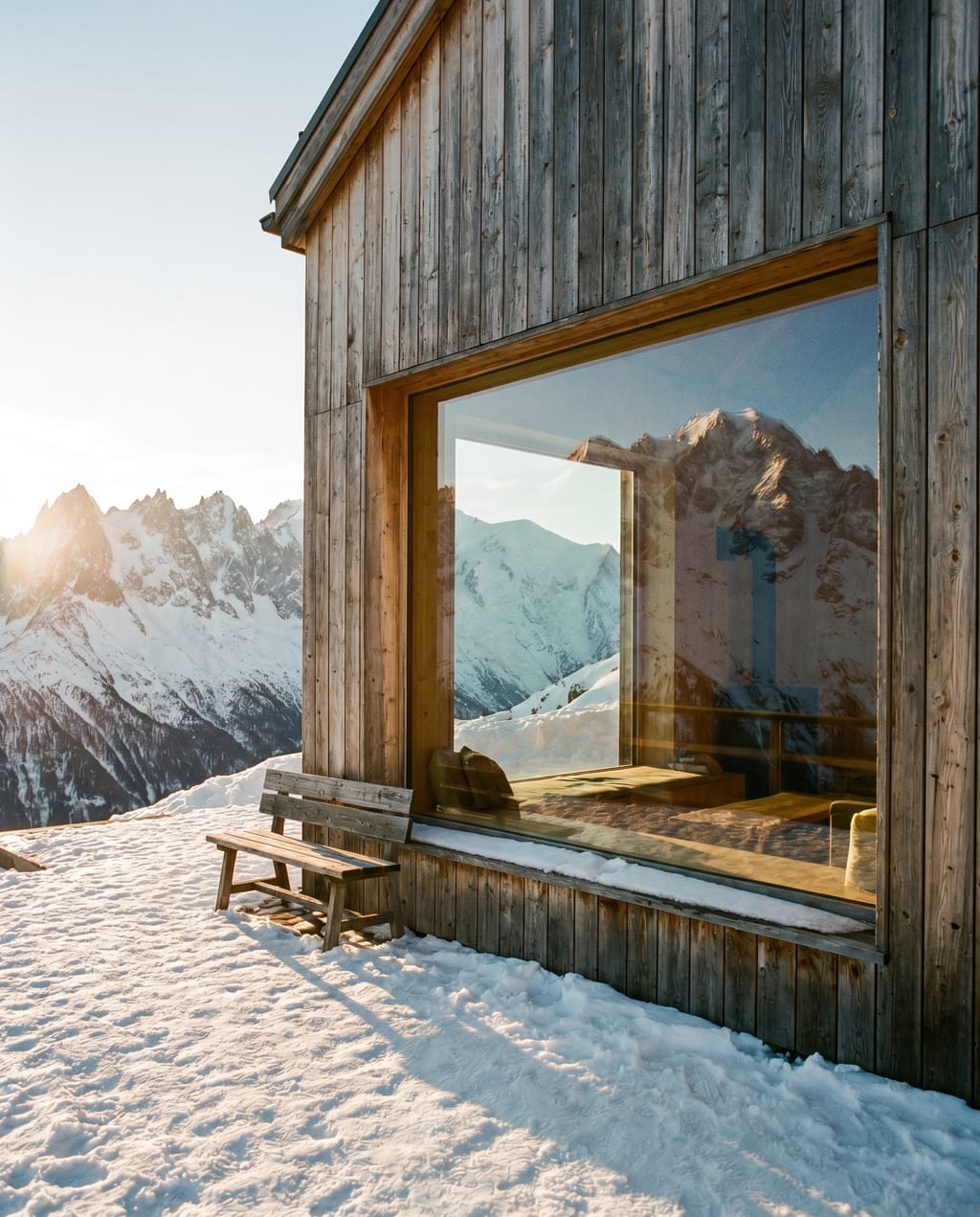 Calculer une emprise au sol Maison de montagne avec bardage bois et baie panoramique
